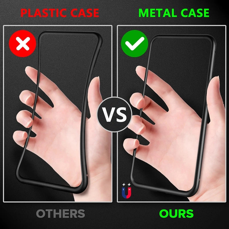 Magnetic Tempered Glass Metal Case for iPhone