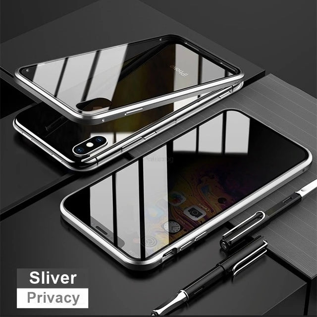 Magnetic Tempered Glass Metal Case for iPhone