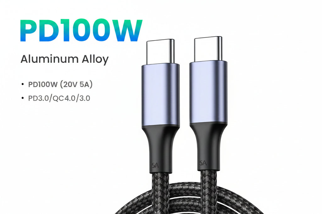 Heavy-Duty Braided 100W USB-C to USB-C Cable 1m