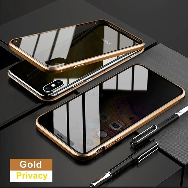 Magnetic Tempered Glass Metal Case for iPhone