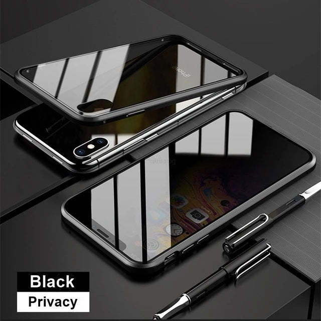 Magnetic Tempered Glass Metal Case for iPhone