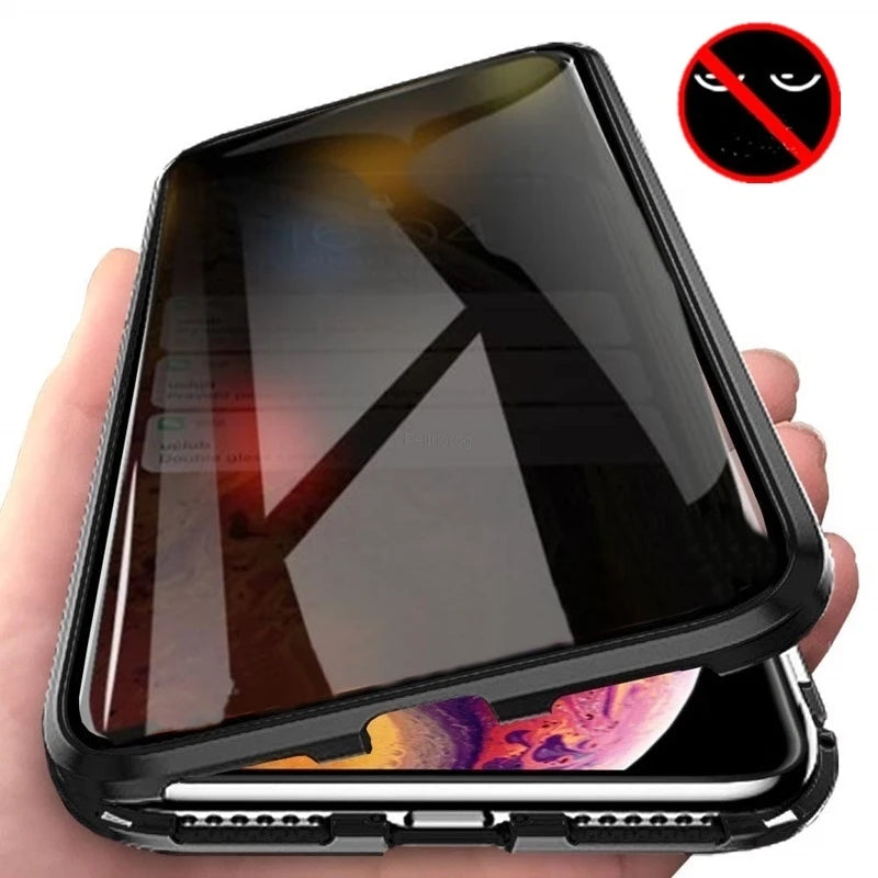 Magnetic Tempered Glass Metal Case for iPhone