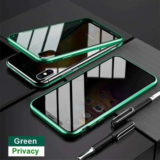 Magnetic Tempered Glass Metal Case for iPhone