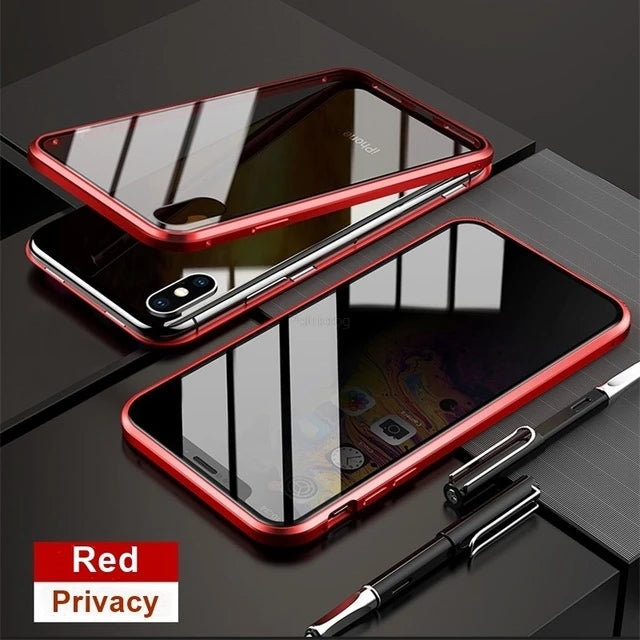 Magnetic Tempered Glass Metal Case for iPhone
