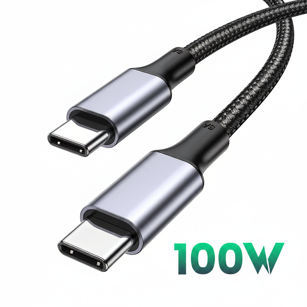 Heavy-Duty Braided 100W USB-C to USB-C Cable 1m