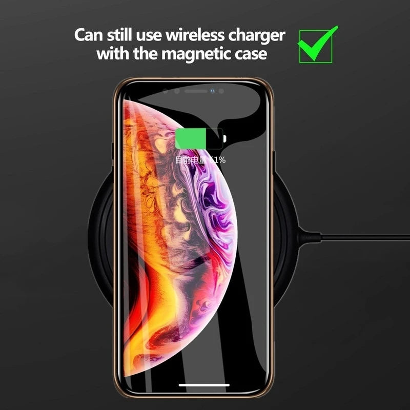 Magnetic Tempered Glass Metal Case for iPhone