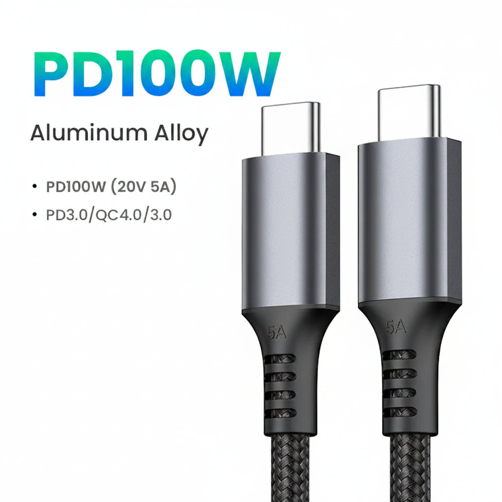 Heavy-Duty Braided 100W USB-C to USB-C Cable 1m